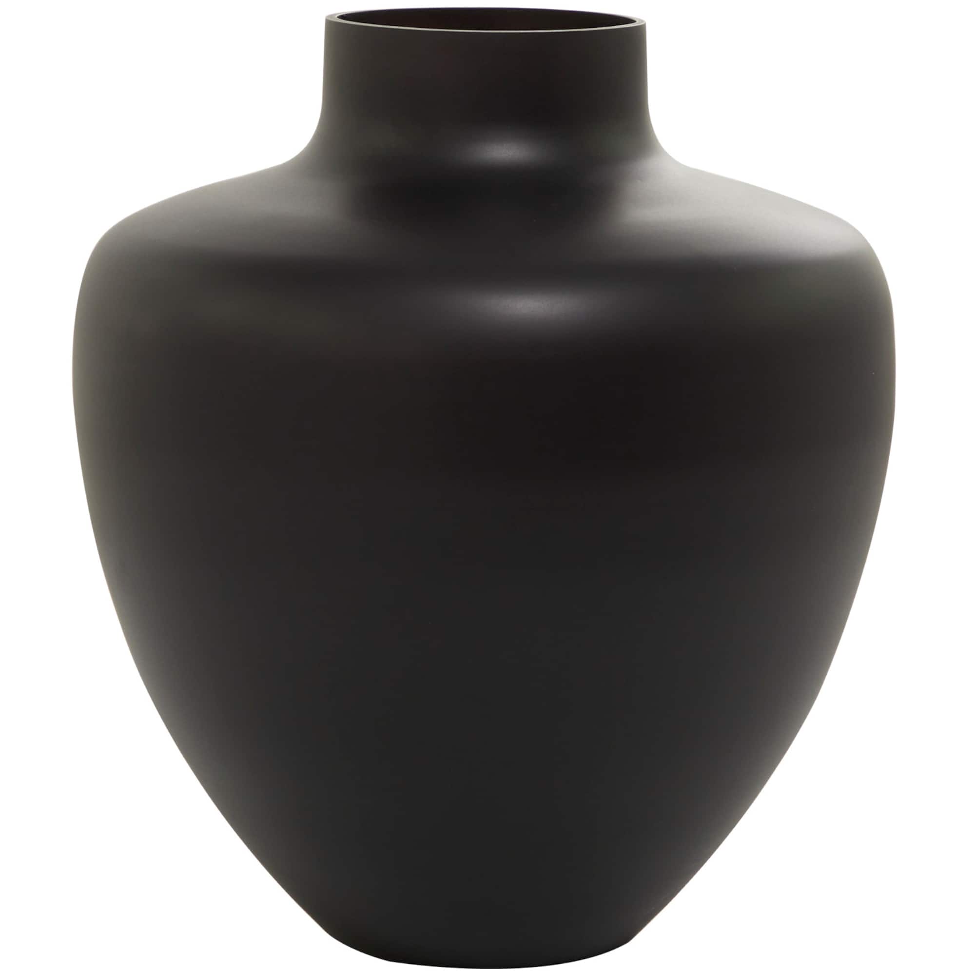 Black Glass Vase 12" x 12" x 13"